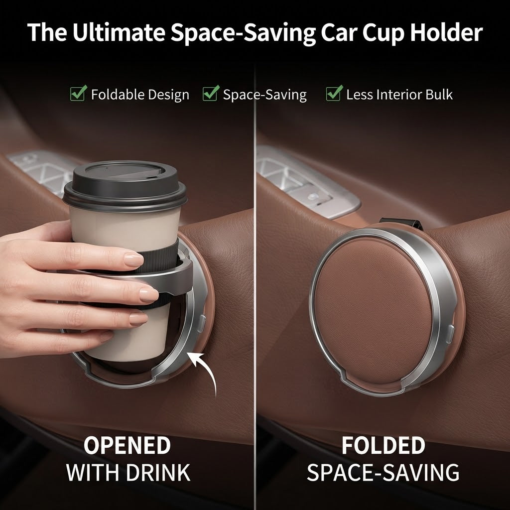Universal Foldable Car Cup Holder with Hook - BUY 2 FREE SHIPPING